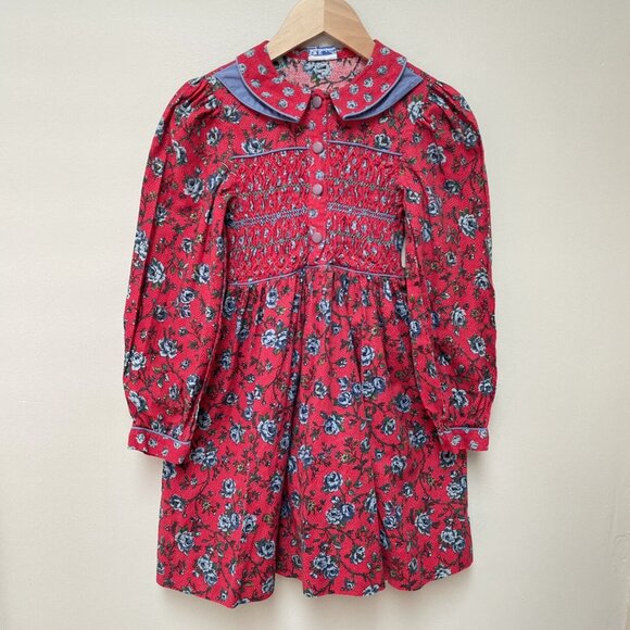 Vintage Polly Flinders Red Floral Dress - Picture 1 of 12